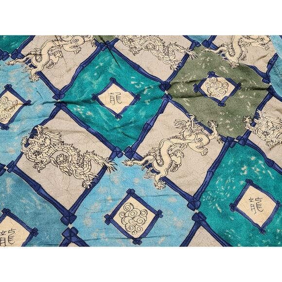 Vintage Hawaiian Shirt Mens XXL Geometric Dragon Short Sleeve Button Frame Rayon - Picture 7 of 7